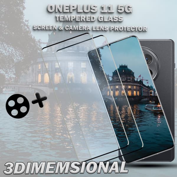 2-Pack ONEPLUS 11 5G Skärmskydd & 1-Pack linsskydd - Härdat Glas 9H - Super kvalitet 3D