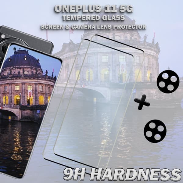 2-Pack ONEPLUS 11 5G Skärmskydd & 2-Pack linsskydd - Härdat Glas 9H - Super kvalitet 3D