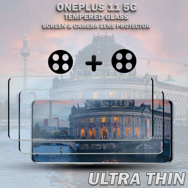 2-Pack ONEPLUS 11 5G Skärmskydd & 2-Pack linsskydd - Härdat Glas 9H - Super kvalitet 3D