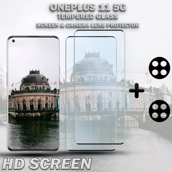 2-Pack ONEPLUS 11 5G Skärmskydd & 2-Pack linsskydd - Härdat Glas 9H - Super kvalitet 3D