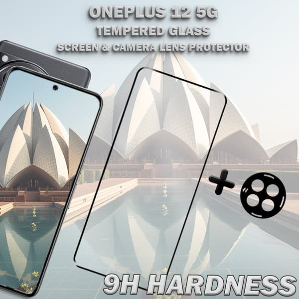 1-Pack ONEPLUS 12 5G Skärmskydd & 1-Pack linsskydd - Härdat Glas 9H - Super kvalitet 3D