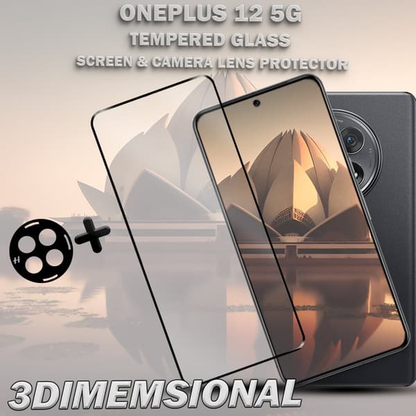 1-Pack ONEPLUS 12 5G Skärmskydd & 1-Pack linsskydd - Härdat Glas 9H - Super kvalitet 3D