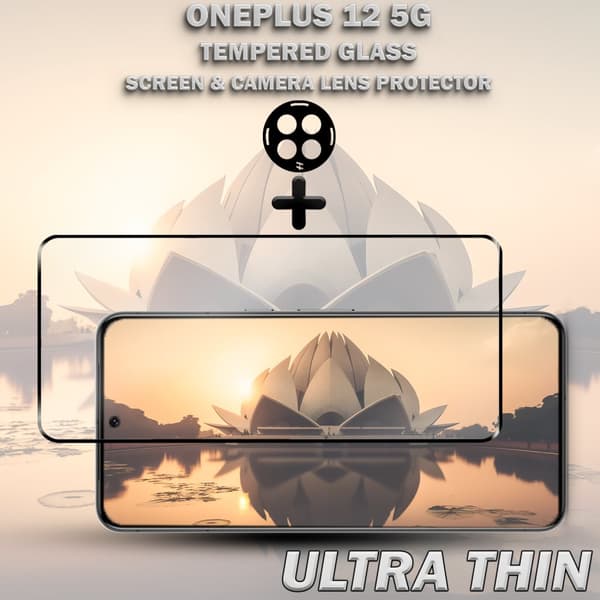 1-Pack ONEPLUS 12 5G Skärmskydd & 1-Pack linsskydd - Härdat Glas 9H - Super kvalitet 3D