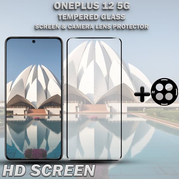 1-Pack ONEPLUS 12 5G Skärmskydd & 1-Pack linsskydd - Härdat Glas 9H - Super kvalitet 3D