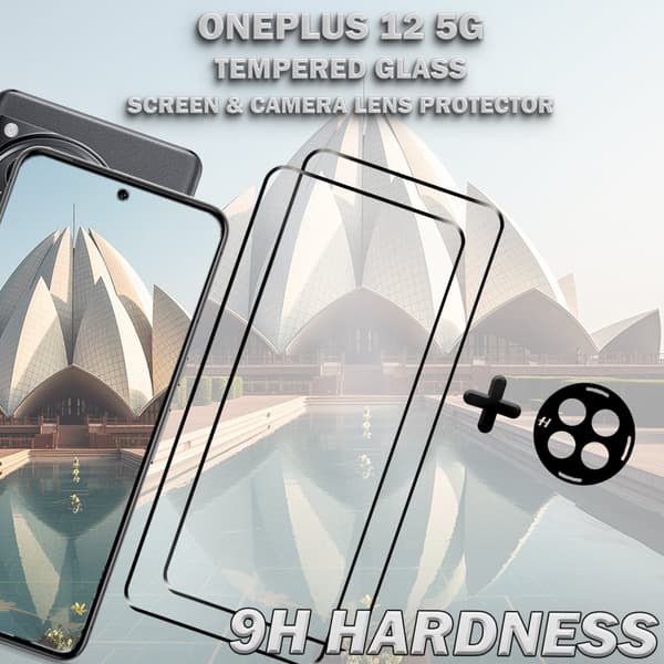 2-Pack ONEPLUS 12 5G Skärmskydd & 1-Pack linsskydd - Härdat Glas 9H - Super kvalitet 3D