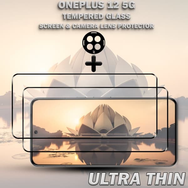 2-Pack ONEPLUS 12 5G Skärmskydd & 1-Pack linsskydd - Härdat Glas 9H - Super kvalitet 3D