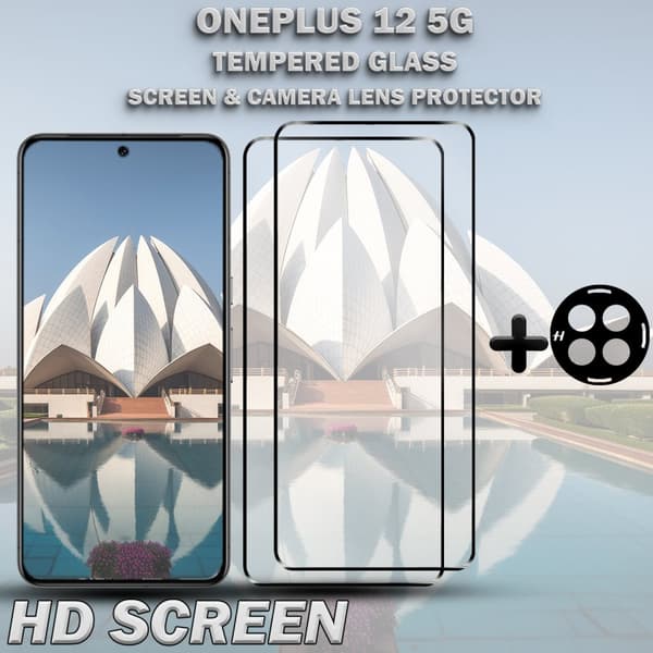 2-Pack ONEPLUS 12 5G Skärmskydd & 1-Pack linsskydd - Härdat Glas 9H - Super kvalitet 3D