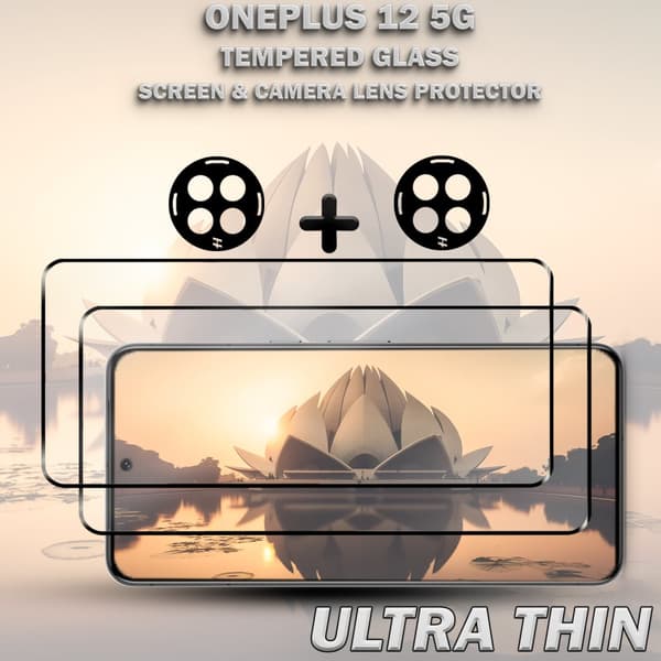 2-Pack ONEPLUS 12 5G Skärmskydd & 2-Pack linsskydd - Härdat Glas 9H - Super kvalitet 3D