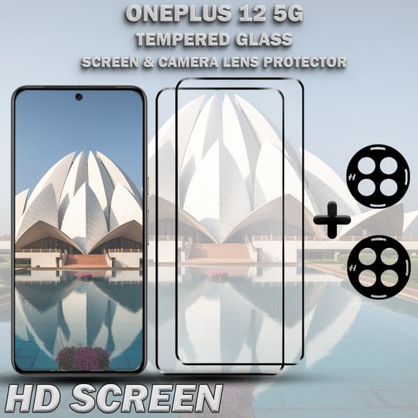 2-Pack ONEPLUS 12 5G Skärmskydd & 2-Pack linsskydd - Härdat Glas 9H - Super kvalitet 3D