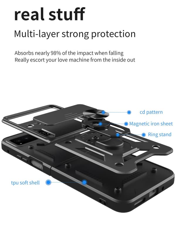INF Veske med skyvekameradeksel og ringstativ for Motorola MOTO Razr 40 Ultra