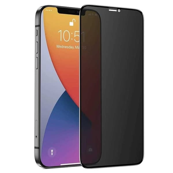 iPhone 12 Pro Max Privacy Näytönsuoja Full Cover Coverage HD Tempered Glass