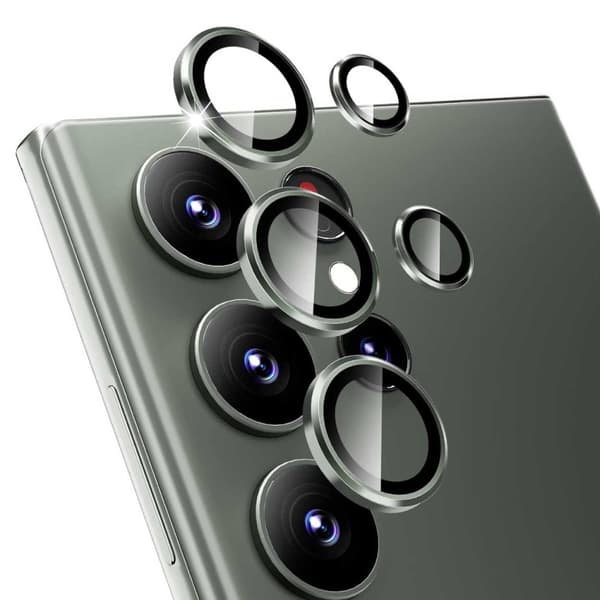 Samsung Galaxy S23 Ultra Kamerabeskyttelse Metal Hærdet Glas Grøn