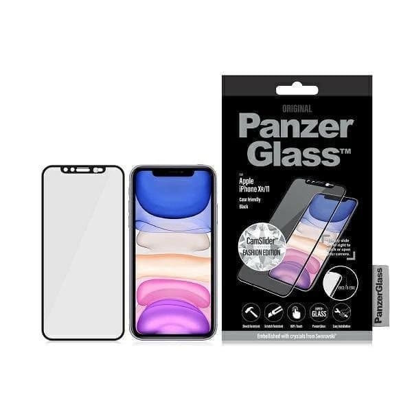 PanzerGlass E2E Super+ herdet glass kameradeksel med Swarovski Crystal for iPhone XR / 11 - med svart ramme