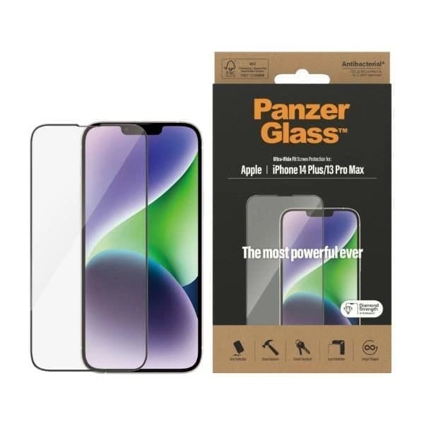PanzerGlass Ultra-Wide Fit antibakterielt herdet glass for iPhone 14 Plus / 13 Pro Max