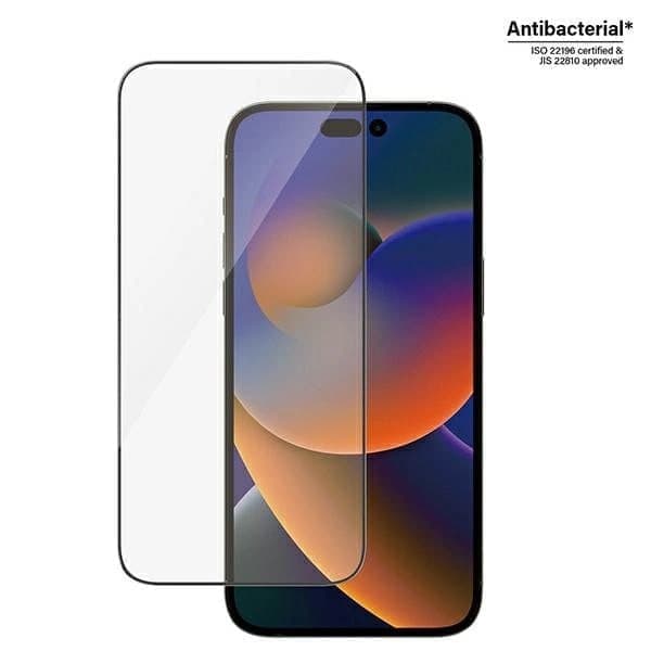 PanzerGlass Ultra-Wide Fit antibakterielt herdet glass med holder for iPhone 14 Pro Max