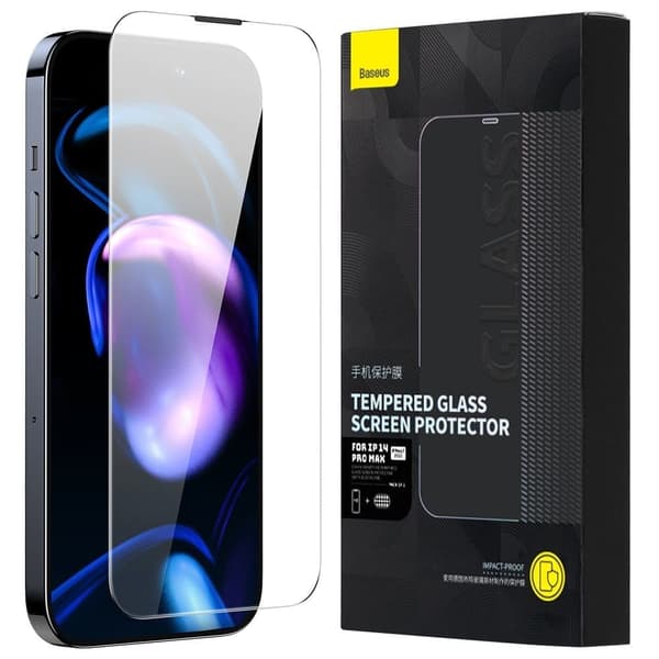 Baseus herdet glass for iPhone 14 Pro fullskjerm, 0,3 mm høyttalerdeksel + monteringsramme