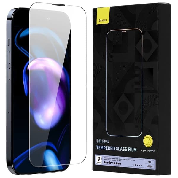 Baseus helskjerm herdet glass for iPhone 14 Pro, 0,4 mm høyttalerdeksel + monteringssett