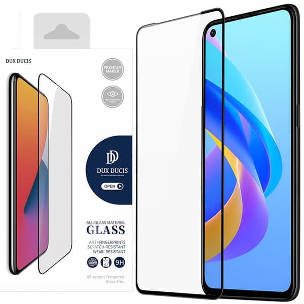 Dux Ducis 9D herdet glass slitesterk 9H herdet glass for hele skjermen med ramme Oppo A76 / Oppo A36 / Realme 9i svart (eskevennlig)