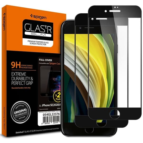 HERDET GLASS SPIGEN GLASS FC 2-PACK IPHONE 7 / 8 / SE 2020 / 2022 SVART