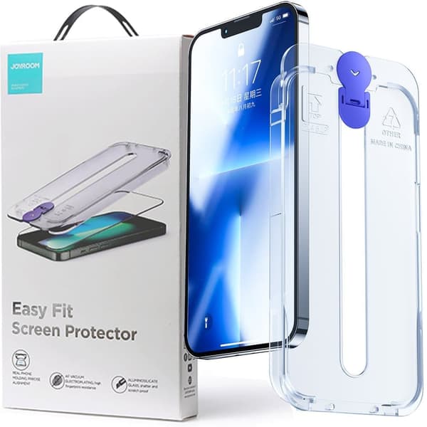 Joyroom Knight glass for iPhone 14 Pro Max med gjennomsiktig monteringssett (JR-H12)