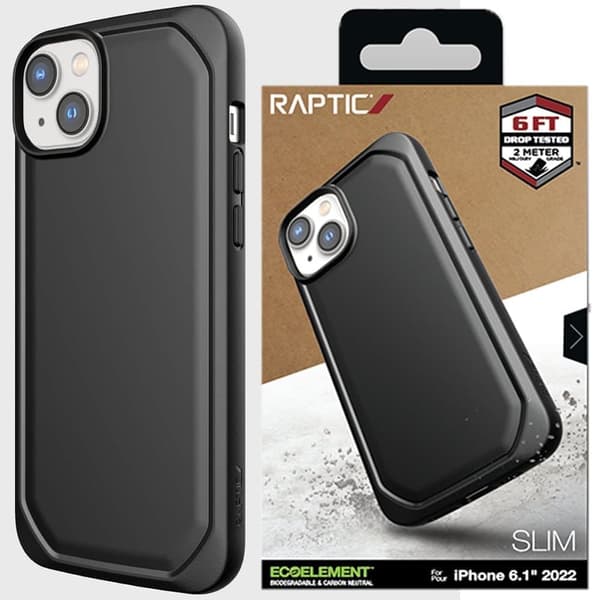 Raptic X-Doria Slim Case iPhone 14-deksel, svart bakdeksel