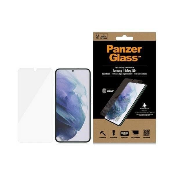 PanzerGlass E2E Microfracture antibakterielt glass til Samsung Galaxy S22+ - med svart ramme