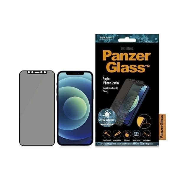 PanzerGlass E2E Super+ Microfracture antibakterielt herdet glass for iPhone 12 mini - med svart ramme