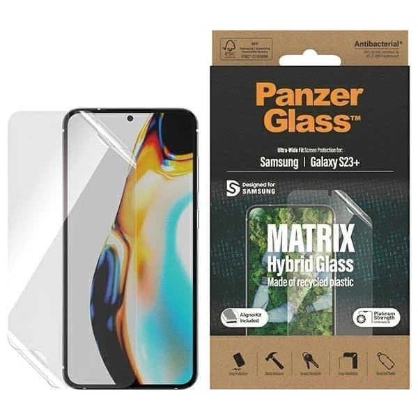 PanzerGlass Matrix hybridglass med holder for Samsung Galaxy S23+