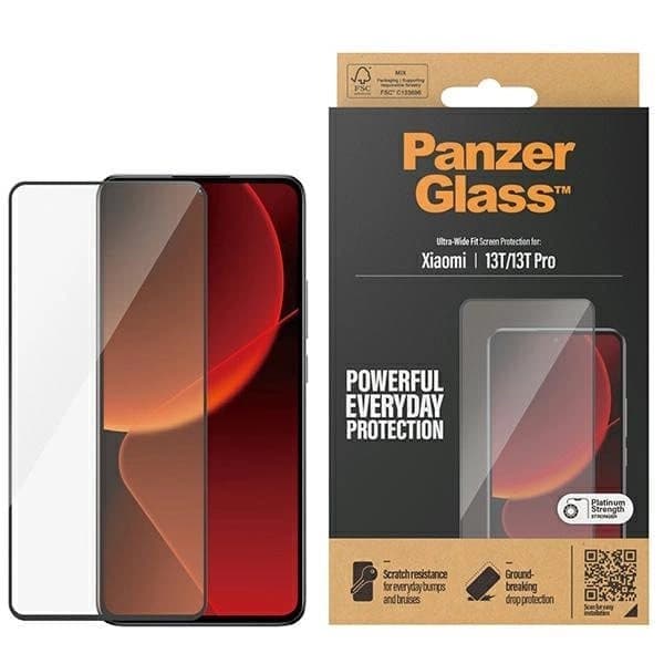 PanzerGlass Ultra-Wide Fit antibakterielt herdet glass for Xiaomi 13T / 13T Pro - med svart ramme