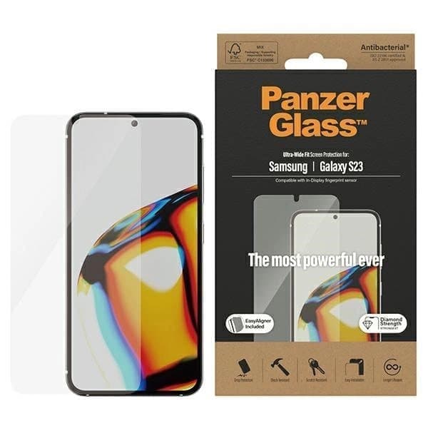 PanzerGlass Ultra-Wide Fit herdet glass med applikator for Samsung Galaxy S23