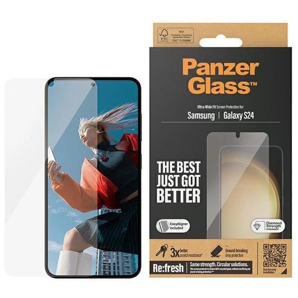 PanzerGlass Ultra-Wide Fit herdet glass med applikator for Samsung Galaxy S24