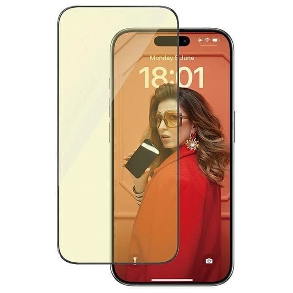 PanzerGlass Ultra-Wide Fit herdet glass med blending og blått lys filter og holder for iPhone 15 Pro