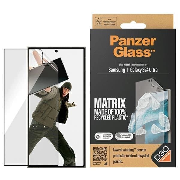 PanzerGlass Ultra-Wide Fit herdet glass med D3O® og applikator for Samsung Galaxy S24 Ultra