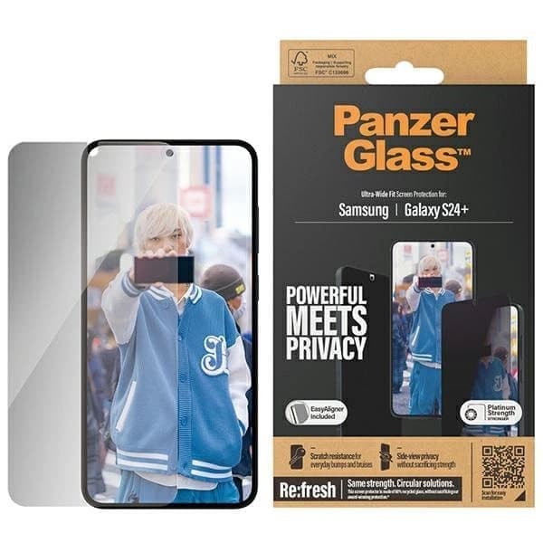 PanzerGlass Ultra-Wide Fit Privacy Herdet glass med stativ for Samsung Galaxy S24+