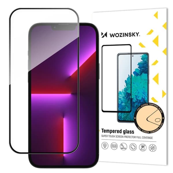 Slitesterk Wozinsky Full Lim Helskjerm Herdet glass med ramme for iPhone 15 - Svart