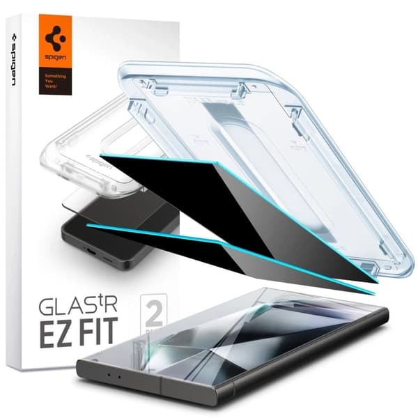 Spigen Glas.tR EZ Fit Privacy Herdet glass til Samsung Galaxy S24 Ultra - 2 stk.