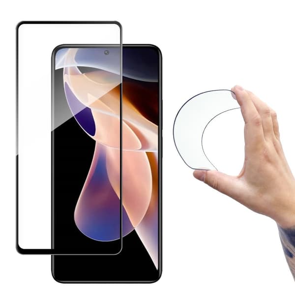 Wozinsky Full Cover Flexi Nano Glass Film Herdet glass med ramme Xiaomi Redmi Note 11 Pro+ / 11 Pro svart