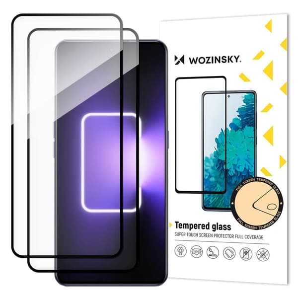 Wozinsky Full Lim herdet glass 2x herdet glass for Realme GT Neo 5 / Realme GT3 9H fullskjerm med svart ramme