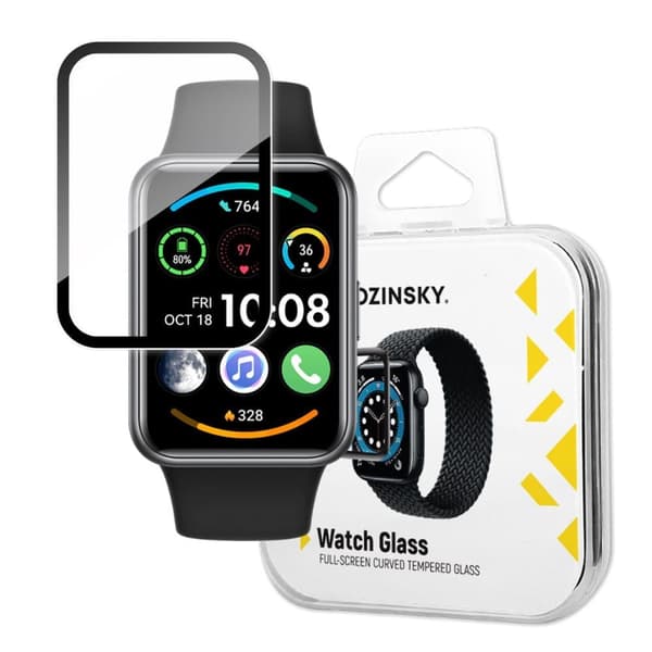 Wozinsky Full Glue Tempered Glass fullskjerm herdet glass for Huawei Watch Fit 2 9H med svart ramme