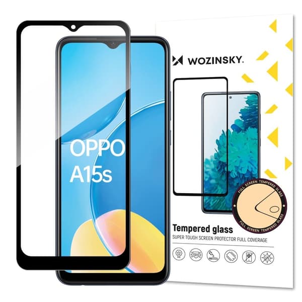 Wozinsky Super Slitesterk Full Lim Full Skjerm Herdet Glass Med Ramme Etui Friendly Oppo A15s / A15 Black