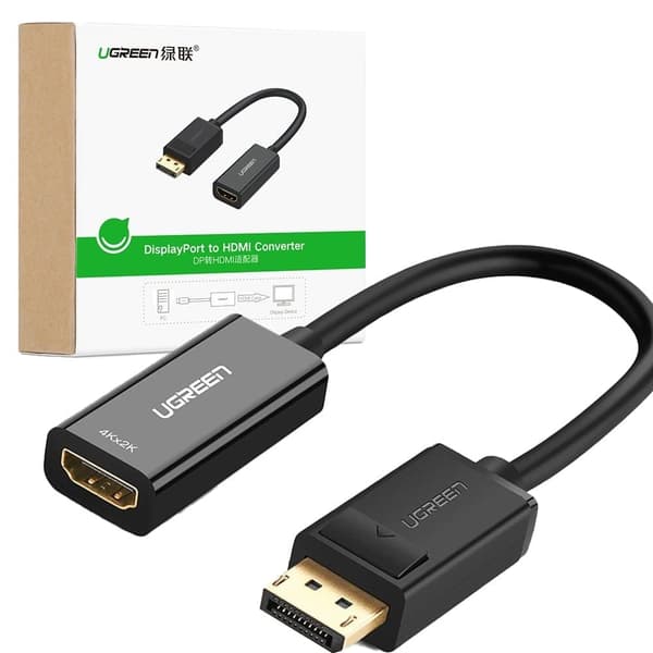 Ugreen Adapter Kabel Kabel DisplayPort (hann) til HDMI (hun) (enveis) 1080P 60Hz 12bit svart (40362)