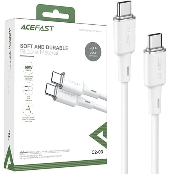 Acefast-kabel USB Type C - USB Type C 1,2m, 60W (20V/3A) hvit (C2-03 hvit)