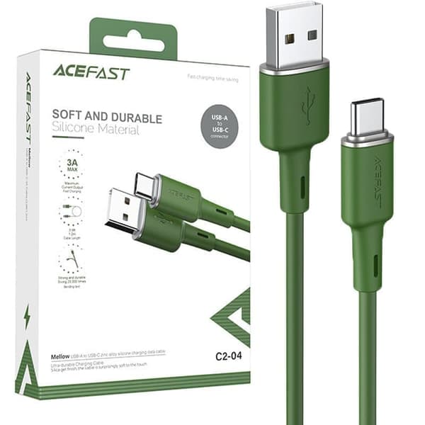Acefast-kabel USB Type C - USB Type C 1,2m, 60W (20V/3A) grønn (C2-03 Oliver grønn)