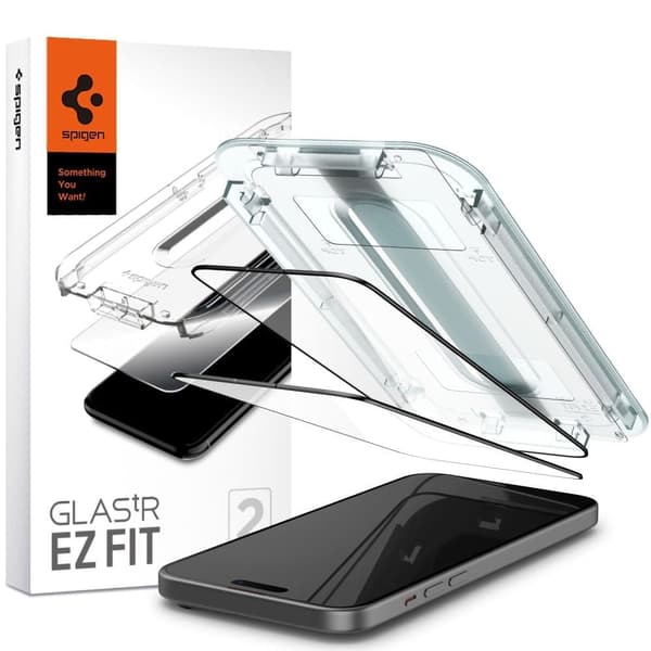 HERDET GLASS SPIGEN GLAS.TR "EZ FIT" FC 2-PACK IPHONE 15 PLUS SVART