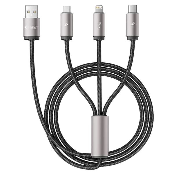 TECH-PROTECT ULTRABOOST 3IN1 LIGHTNING & TYPE-C & MICRO-USB-KABEL 3.5A 100cm GRÅ
