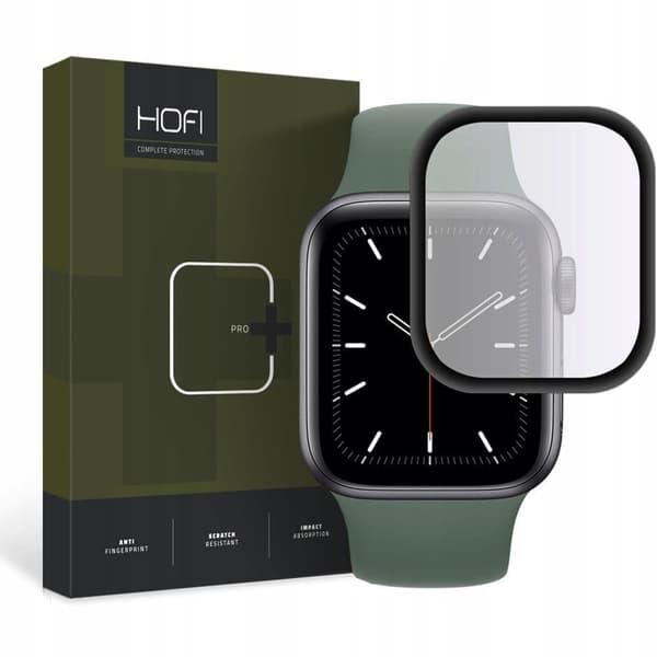 HOFI HYBRID GLASS KLOKKE APPLE CLOCK 4/5/6/SE (44MM) SVART