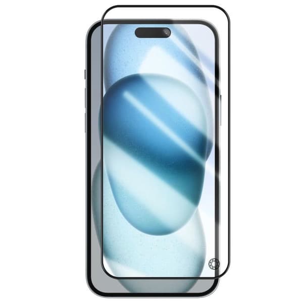 Skärmskydd - FORCE GLASS - iPhone 15 Plus - Stötsäkert härdat glas - 3D-kant - Reptålig