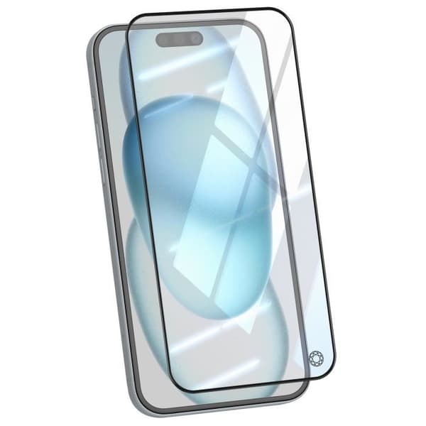 Skärmskydd - FORCE GLASS - iPhone 15 - Stötsäkert härdat glas - 3D-kant - Reptålig
