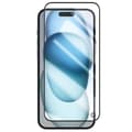 Miniatyrbild 1 av 4: Skärmskydd - FORCE GLASS - iPhone 15 - Stötsäkert härdat glas - 3D-kant - Reptålig