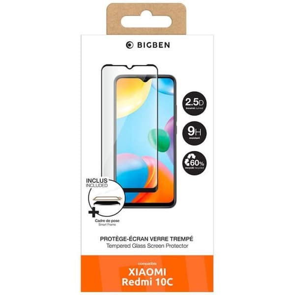 Skärmskydd för Xiaomi Redmi 10 C i 2,5D härdat glas med SmartFrame BigBen Connected Transparent